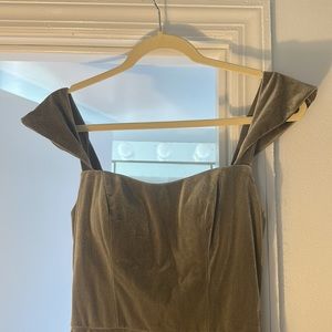 Jenny Yoo Olive Green Velvet Bridesmaid Dress